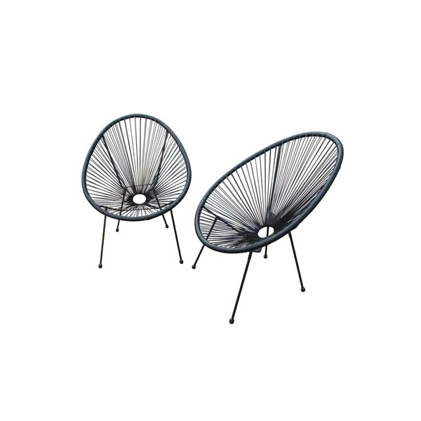 Homeroots Black Mod Indoor & Outdoor String Chairs - Set of 2 416237